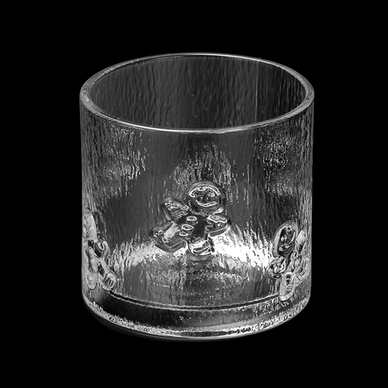 Embossed Snowman Clear Glass Candle Jar Scented Candle Holder for Christmas Easter Parties
