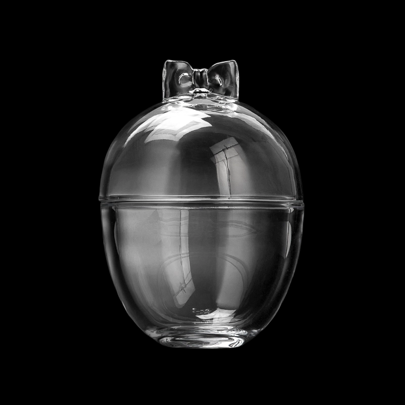 Wholesale 8oz 10oz Smoothly Christimas Egg Shape Glass Candle Container & Bowknot Handle Wholesale 8oz 10oz Smoothly Christimas Egg Shape Glass Candle Container & Bowknot Handle