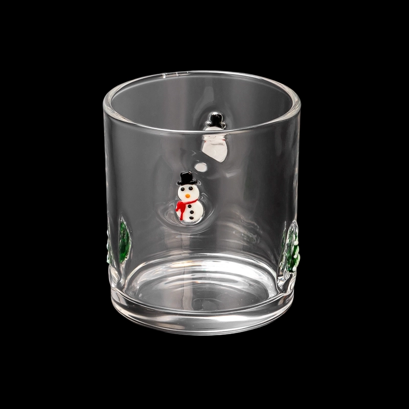 Snowman Pattern Glass Candle Jars For Christmas Decoration Snowman Pattern Glass Candle Jars For Christmas Decoration