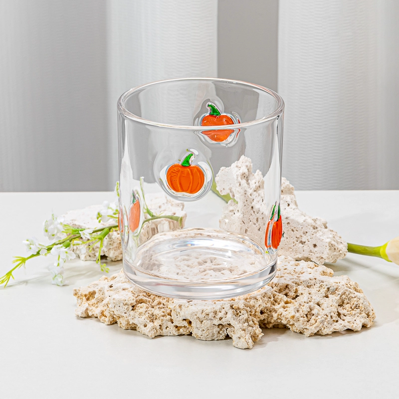 Cute Pumpkin Pattern Glass Candle Jars For Holiday Decoration Cute Pumpkin Pattern Glass Candle Jars For Holiday Decoration