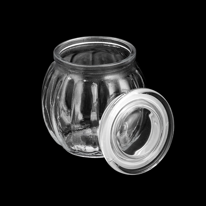  empty pumpkin glass candle jar with glass lid