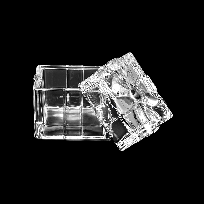 Luxury Style Square Glass Candle Jar with Glass Cover 4oz Custom Color for Wedding Decorations Gift Set Home Decor