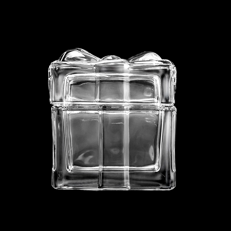 Luxury Style Square Glass Candle Jar with Glass Cover 4oz Custom Color for Wedding Decorations Gift Set Home Decor