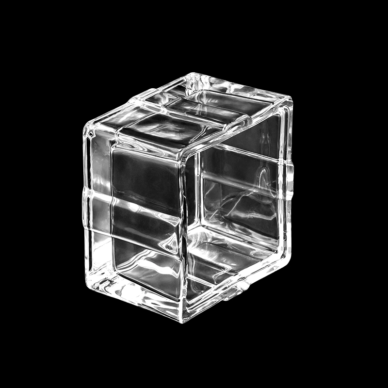 Luxury Style Square Glass Candle Jar with Glass Cover 4oz Custom Color for Wedding Decorations Gift Set Home Decor
