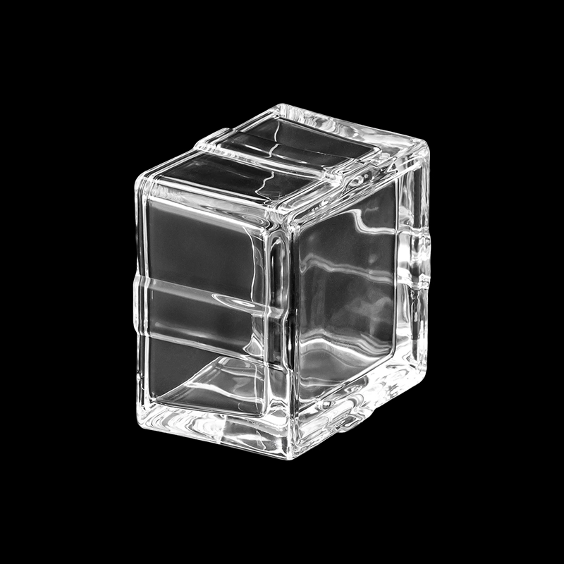 Luxury Style Square Glass Candle Jar with Glass Cover 4oz Custom Color for Wedding Decorations Gift Set Home Decor