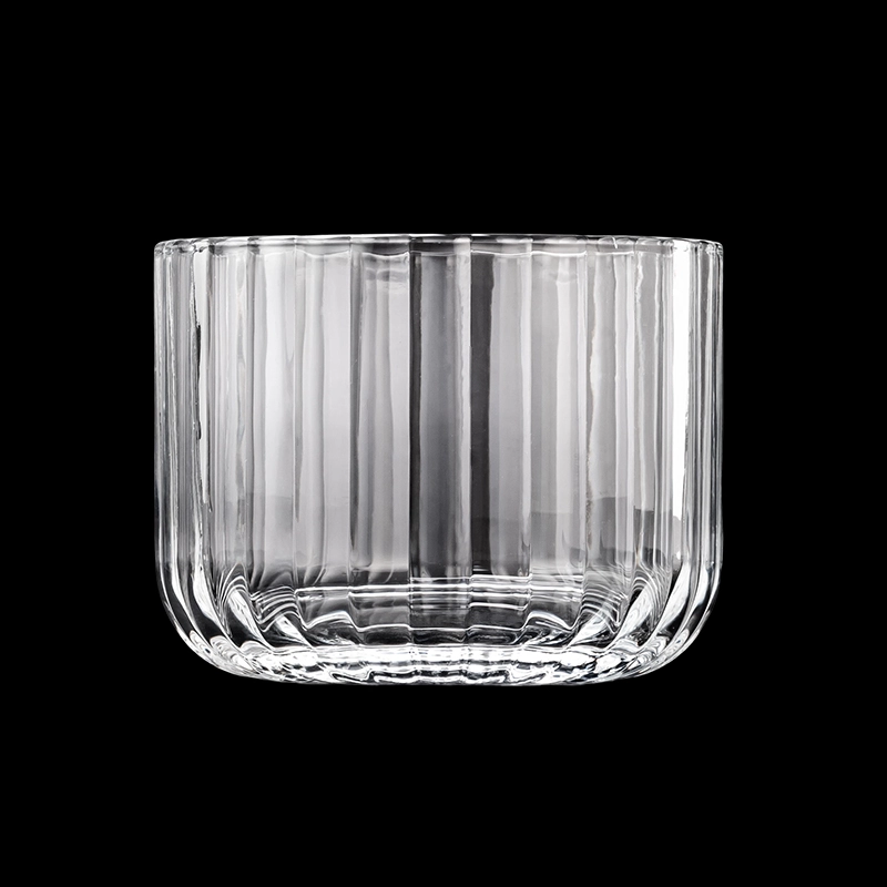 Luxury Custom Color 500ml Glass Candle Jars Wholesale Ribber Glass Candle Jar For Home Decoration