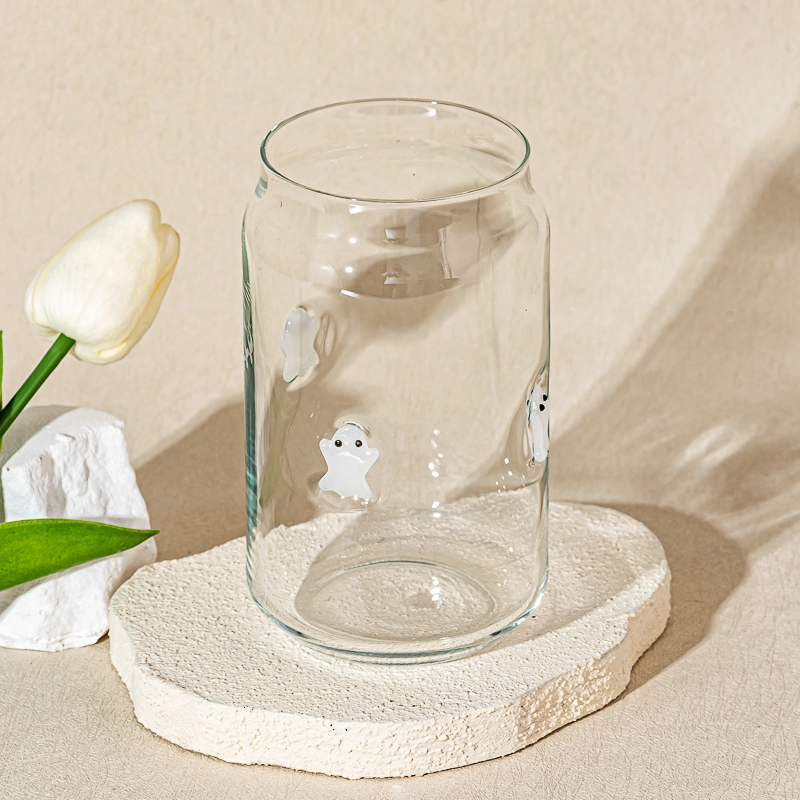 14oz glass candle jar with embossed ghost decoration