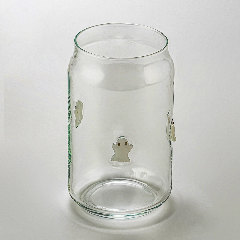 14oz glass candle jar with embossed ghost decoration