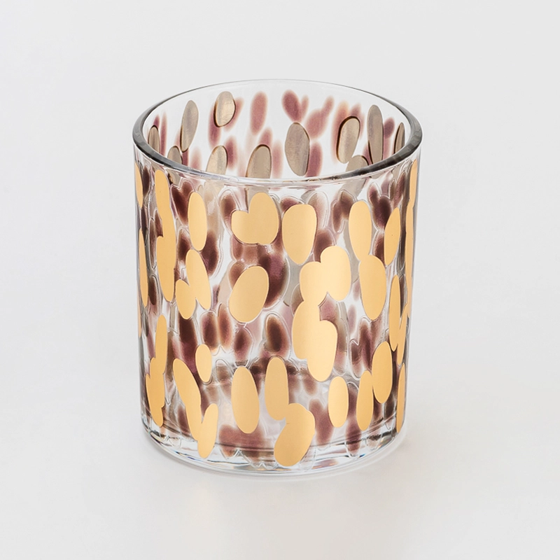 Luxury 308ml Glass Candle Jar Decal Fancy Pattern Reusable Container for Scented Candle Making Home Fragrance Storage
