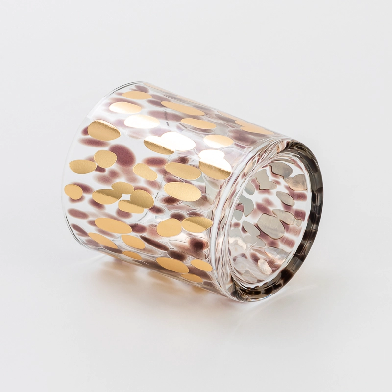 Luxury 308ml Glass Candle Jar Decal Fancy Pattern Reusable Container for Scented Candle Making Home Fragrance Storage