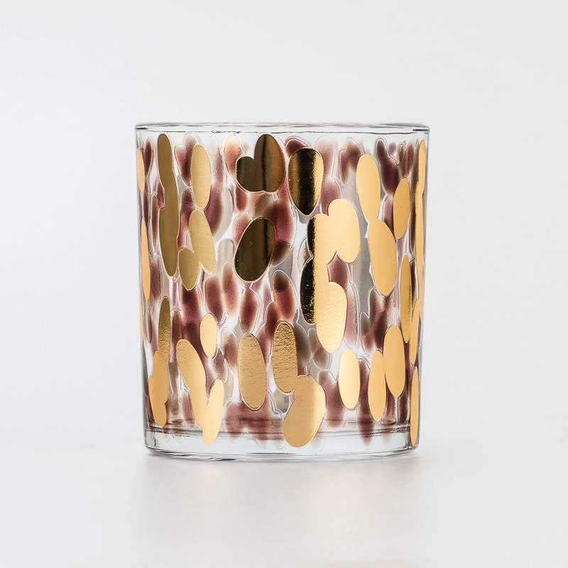 Luxury 308ml Glass Candle Jar Decal Fancy Pattern Reusable Container for Scented Candle Making Home Fragrance Storage