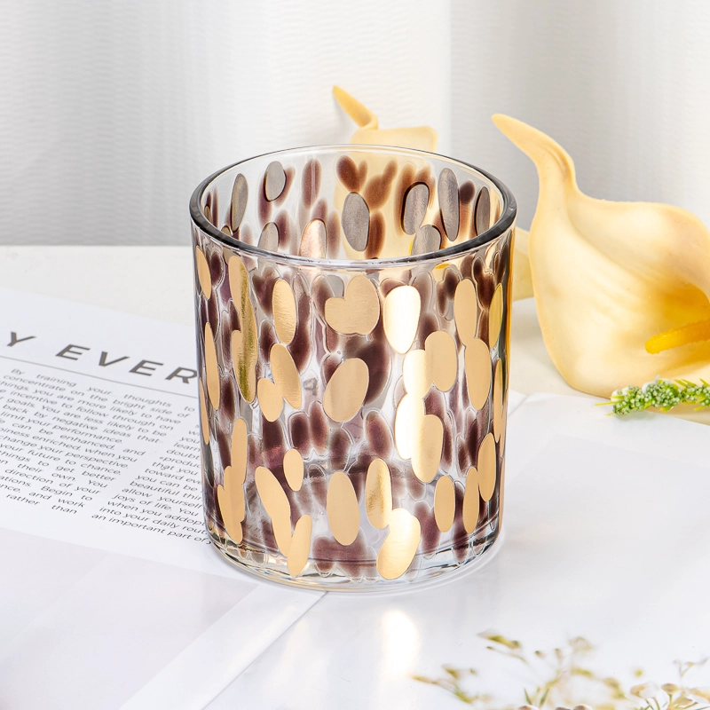 Luxury 308ml Glass Candle Jar Decal Fancy Pattern Reusable Container for Scented Candle Making Home Fragrance Storage