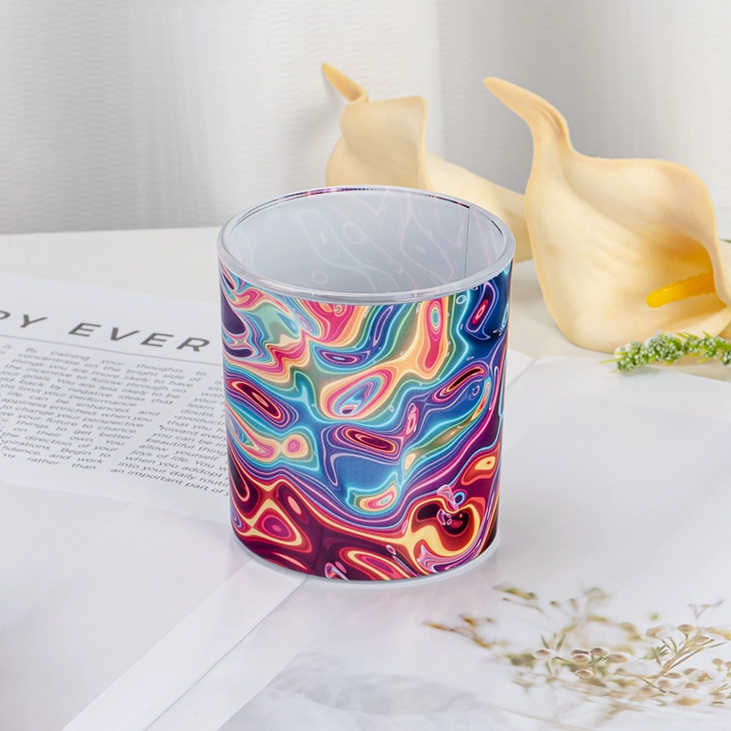 Unique Decal Printing Glass Candle Holders For Home Decoration 8oz Glass Candle Vessels Wholesale Unique Decal Printing Glass Candle Holders For Home Decoration 8oz Glass Candle Vessels Wholesale