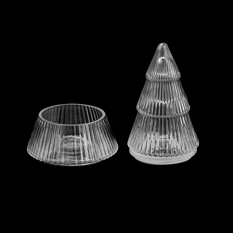Supplier 340ml Luxury Newly Christmas Tree Shape Glass Candle Jar & Matched Glass Lids & Silicone in - COPY - o959ue