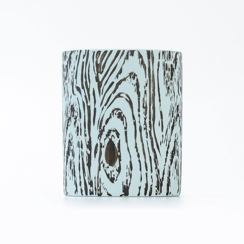 China Wholesale Unique Tree Bark Effect Ceramic Candle Jars manufacturer
