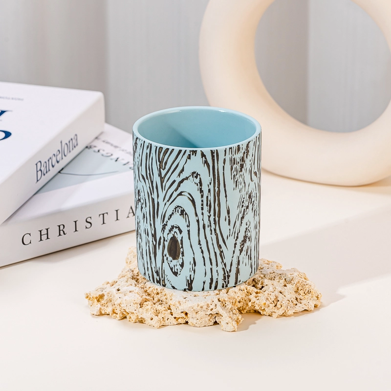Wholesale Unique Tree Bark Effect Ceramic Candle Jars