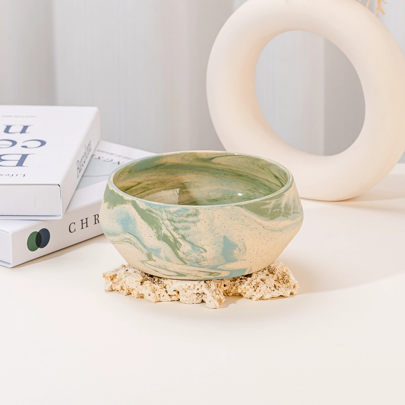 Chine Pot de bougie en céramique en marbre à 3 mèches, 20oz, récipient à bougie fabricant