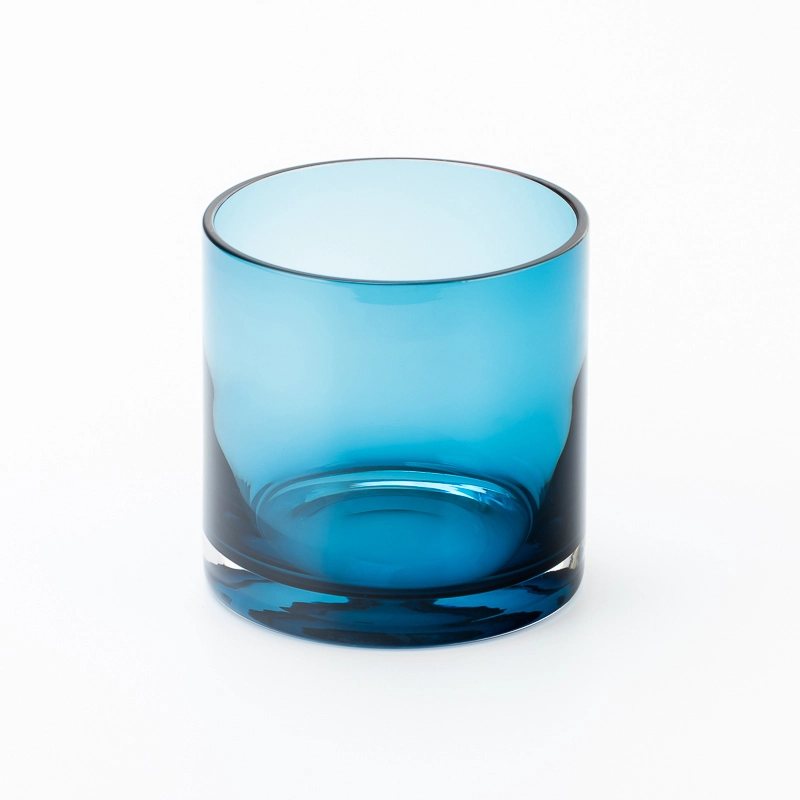 Tsina palamuti sa bahay dalawang wicks asul na glass candle jar Manufacturer