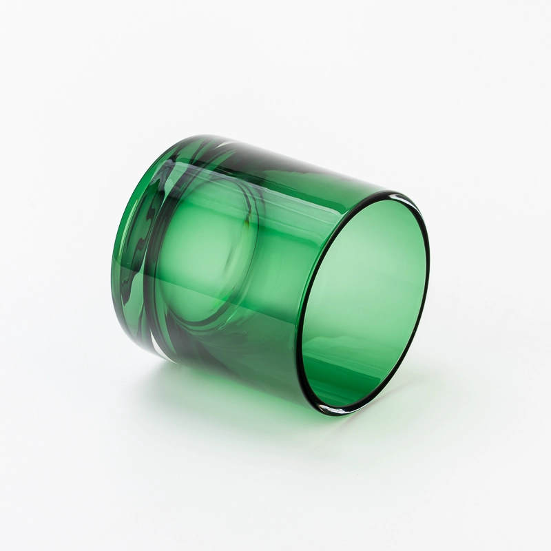 Forest Green Cylinder Thick Base Glass Candle Cup with Custom Logo Design Forest Green Cylinder Thick Base Glass Candle Cup with Custom Logo Design