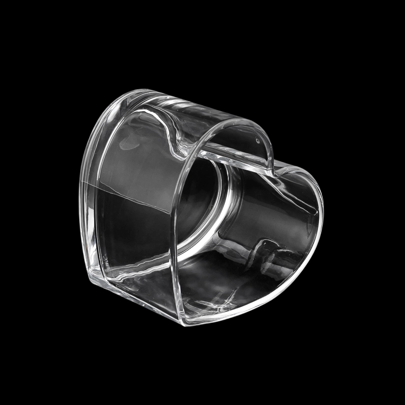 China Heart Shaped Glass Candle Holders for 15oz candle filling manufacturer