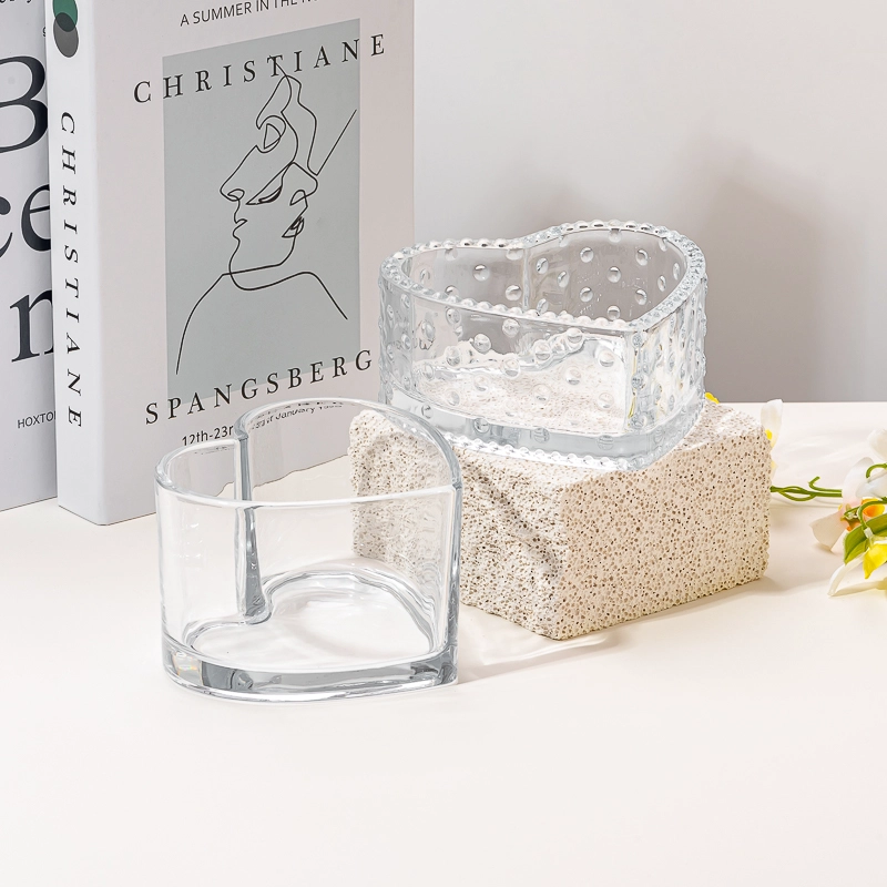 Heart Shaped Glass Candle Holders for 15oz candle filling