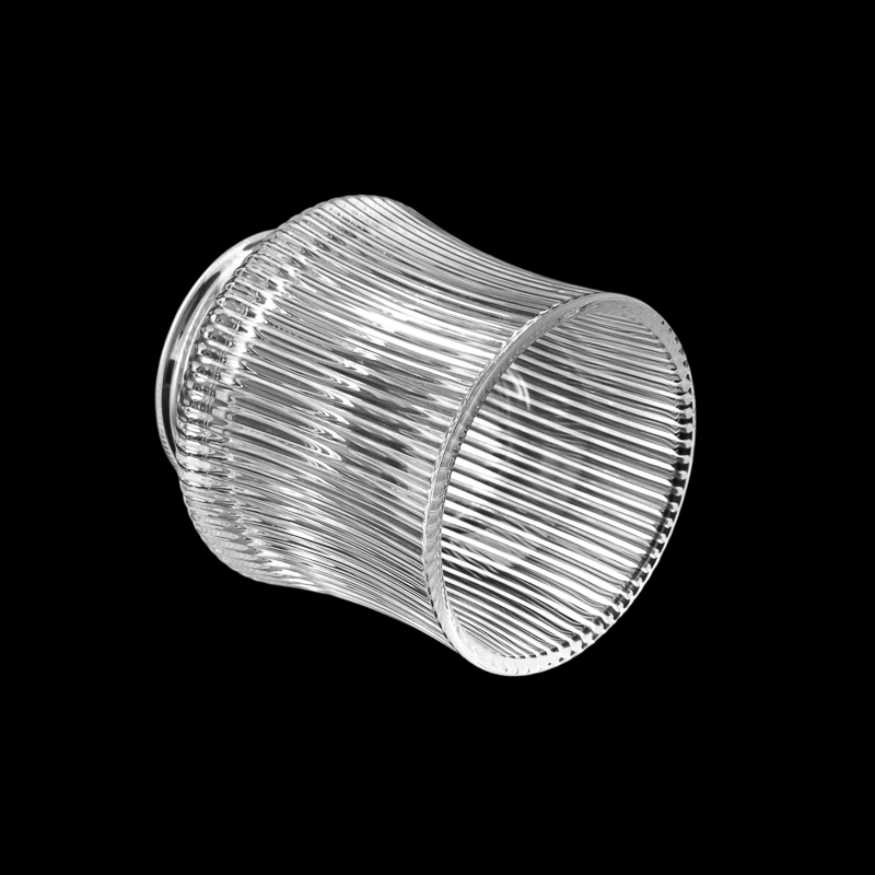10oz heavy glass candle containers with texture stripes for home decor