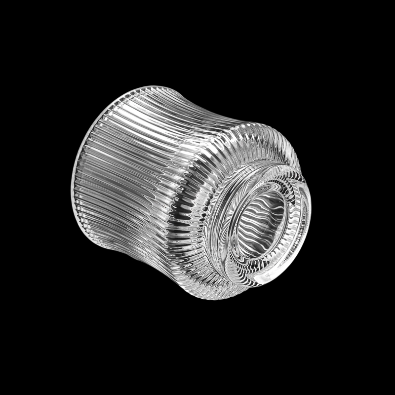 10oz heavy glass candle containers with texture stripes for home decor
