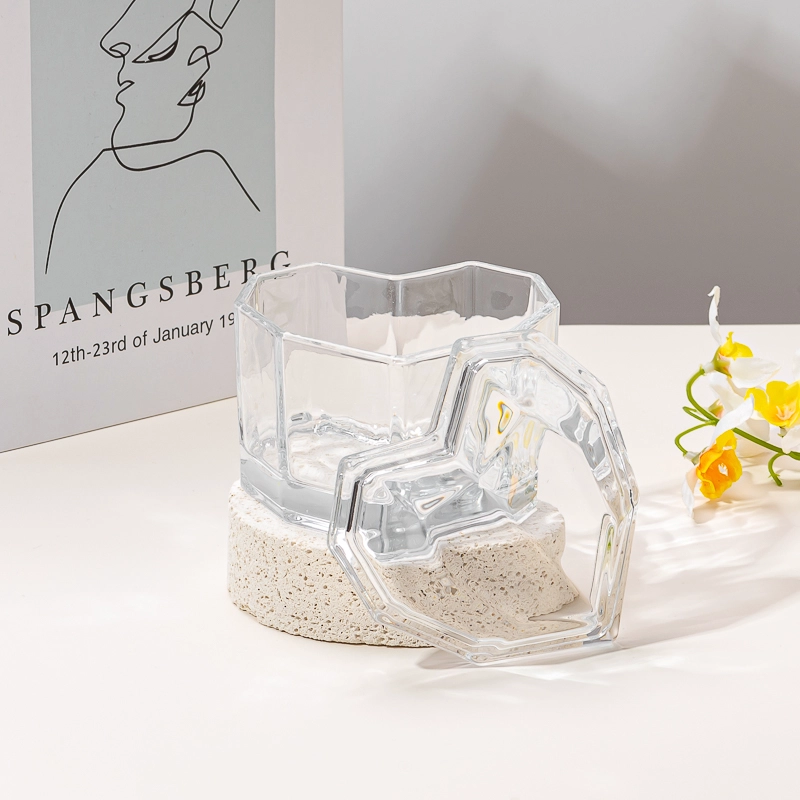 home decor small size heart shape glass candle jar with lid