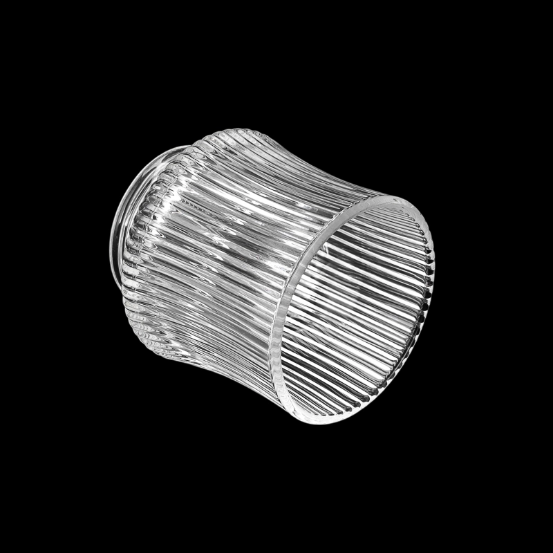 罗纹玻璃烛台透明香薰蜡烛罐