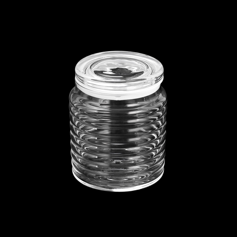 Ribbed Glass Candle Holder Clear Aromatherapy Candle Jar - COPY - 7dn5j5