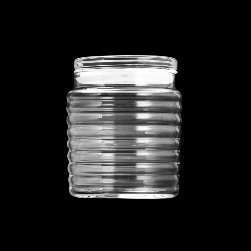 Ribbed Glass Candle Holder Clear Aromatherapy Candle Jar - COPY - 7dn5j5