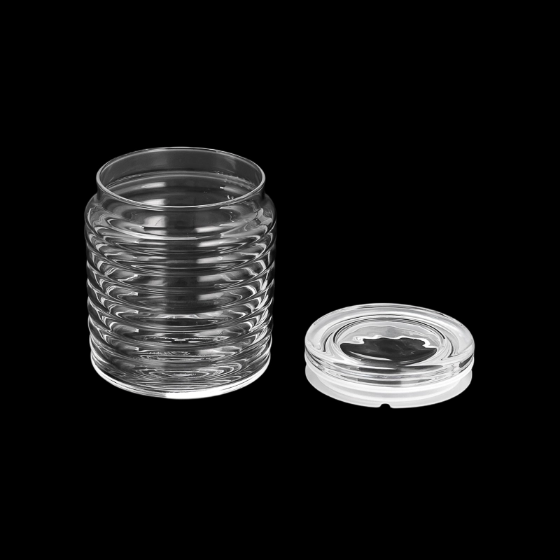 Ribbed Glass Candle Holder Clear Aromatherapy Candle Jar - COPY - 7dn5j5