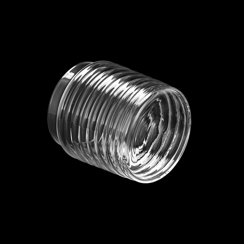Ribbed Glass Candle Holder Clear Aromatherapy Candle Jar - COPY - 7dn5j5