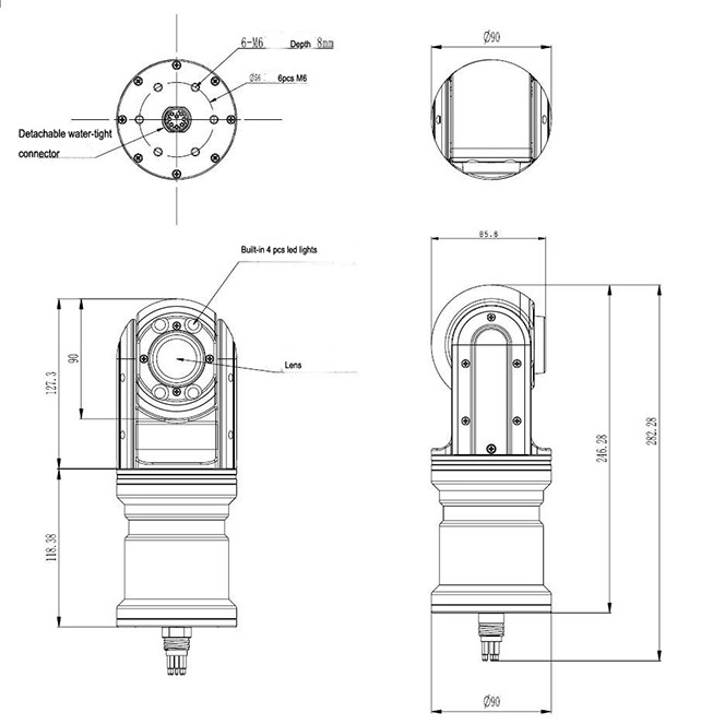 Videocamera subacquea industriale PTZ da 5 MP e 3xZoom
