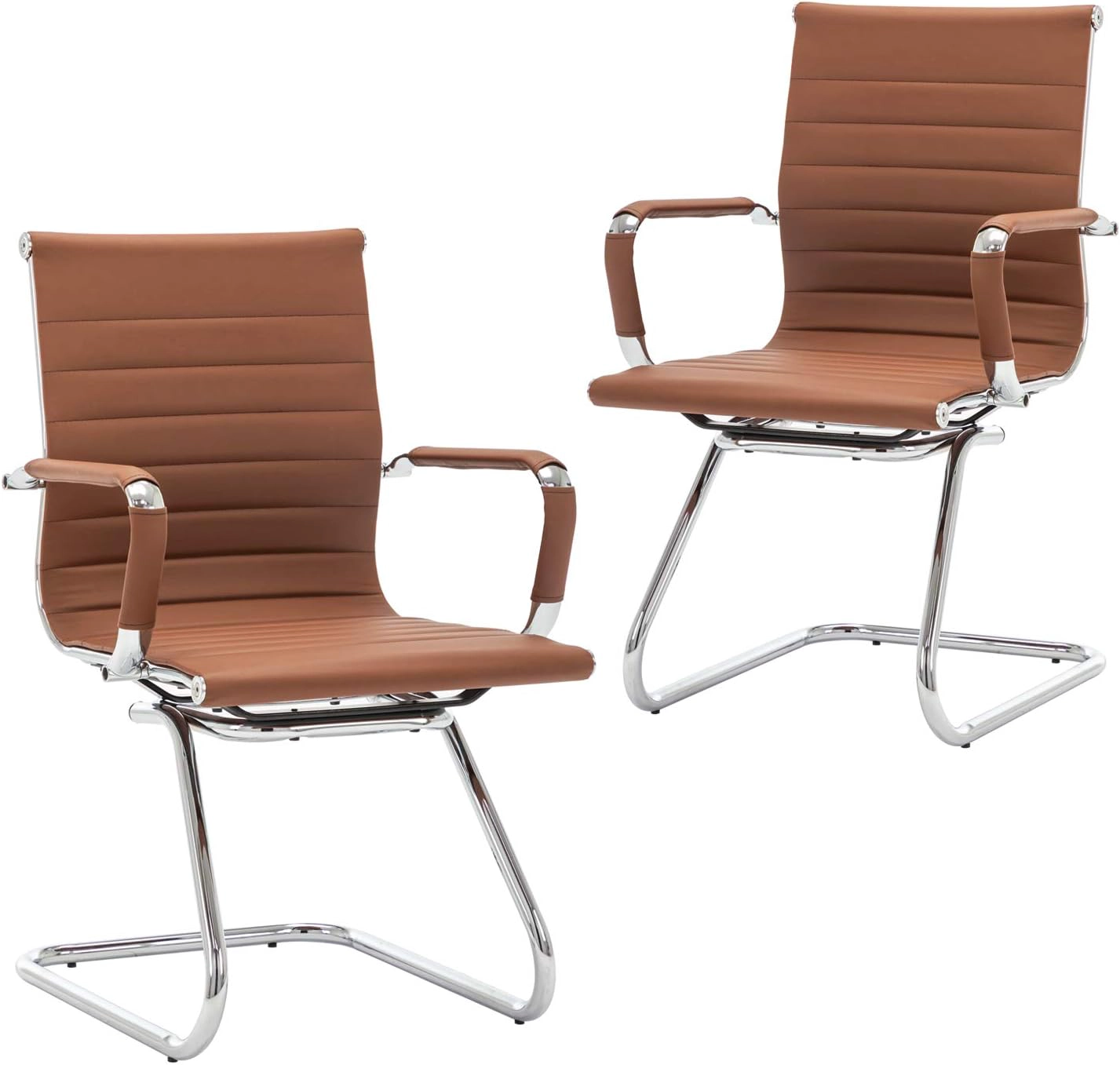 Office Guest Chairs Leather Reception Chairs, Mid Back Waiting Room Chair, Conference Chairs