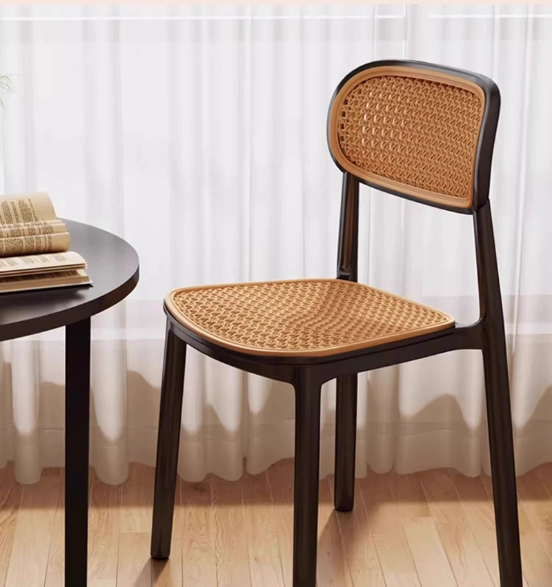 Plastic Rattan Modern Dining Chair Breathable Backrest Outdoor Picnic Stool for Home and Commercial Use