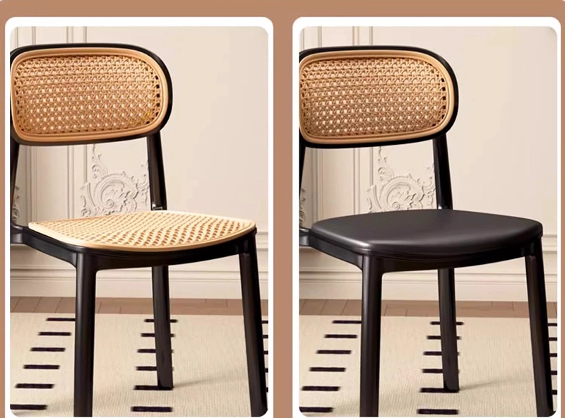 Plastic Rattan Modern Dining Chair Breathable Backrest Outdoor Picnic Stool for Home and Commercial Use