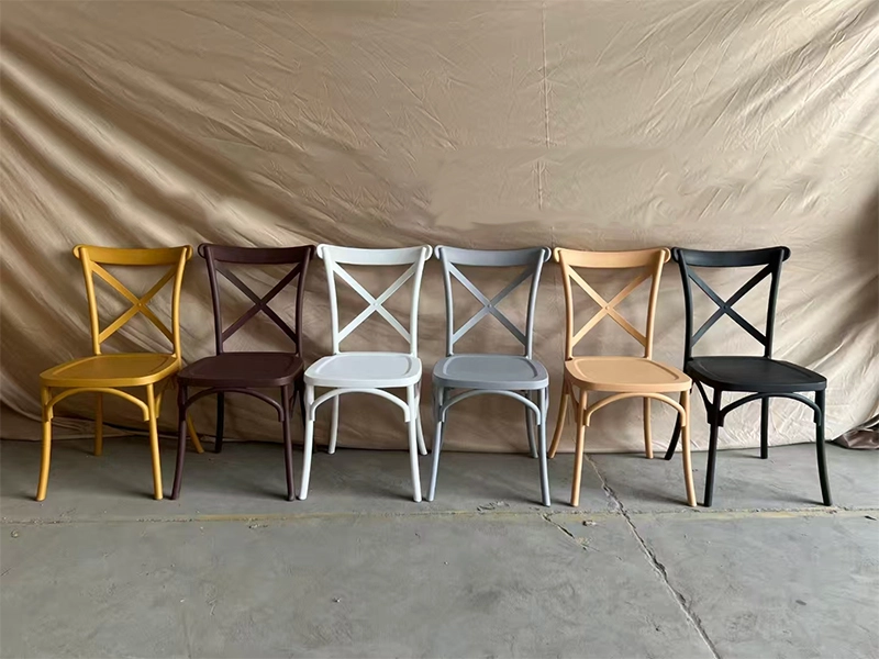Party Chair Stackable Resin Cross Back Chair Indoor Outdoor Wedding Hotel Event Rental Chair