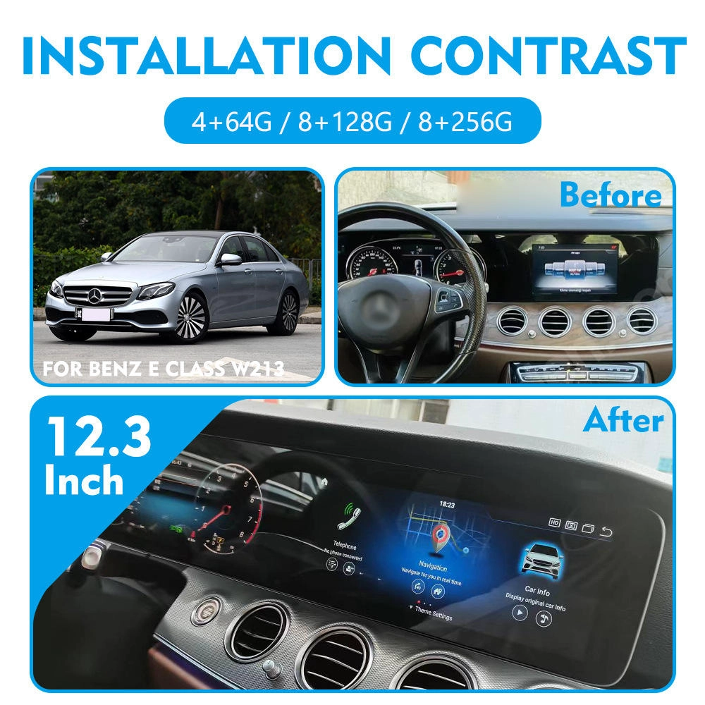 Groupe d'instruments LCD à double écran de 12,3 pouces avec navigation Carplay pour les tableaux de bord de mise à niveau Benz Classe E W213 2017-2019
