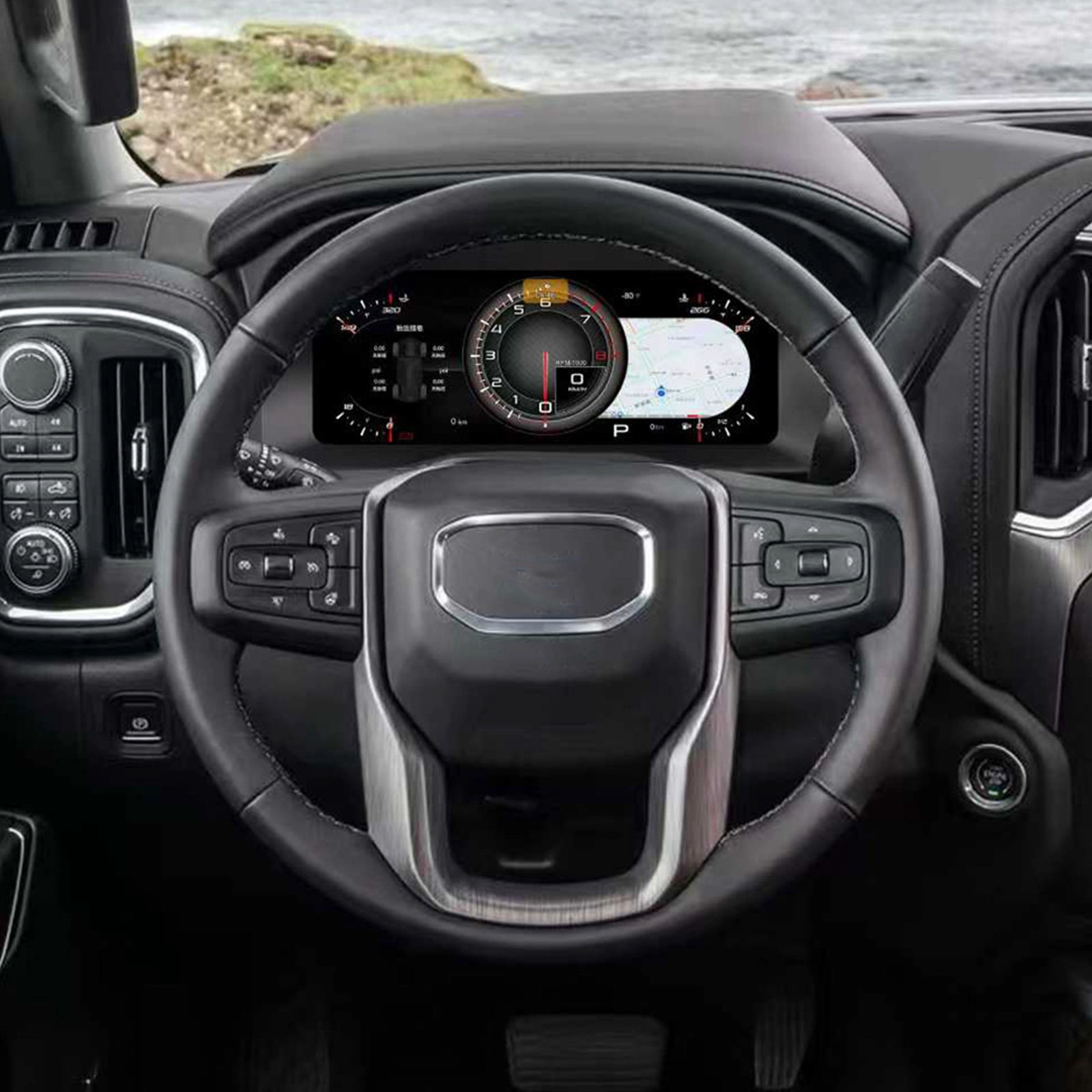 لوحة قيادة LCD مقاس 12.3 بوصة لسيارة شيفروليه سيلفرادو جي إم سي 2019-2026 LCD مجموعة أدوات LCD عداد المسافات الرقمي مع Carplay
