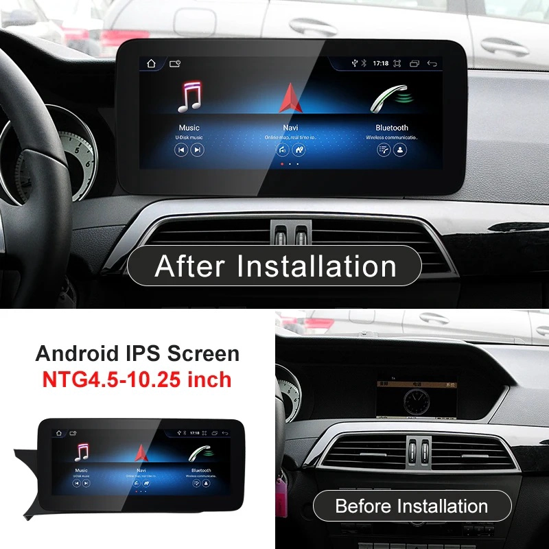 10.25inch Car Dvd for Mercedes Benz C CLASS W204 2007-2014 NTG4.0/4.5 Car Stereo Media Audio Player Carplay Android Auto Screen