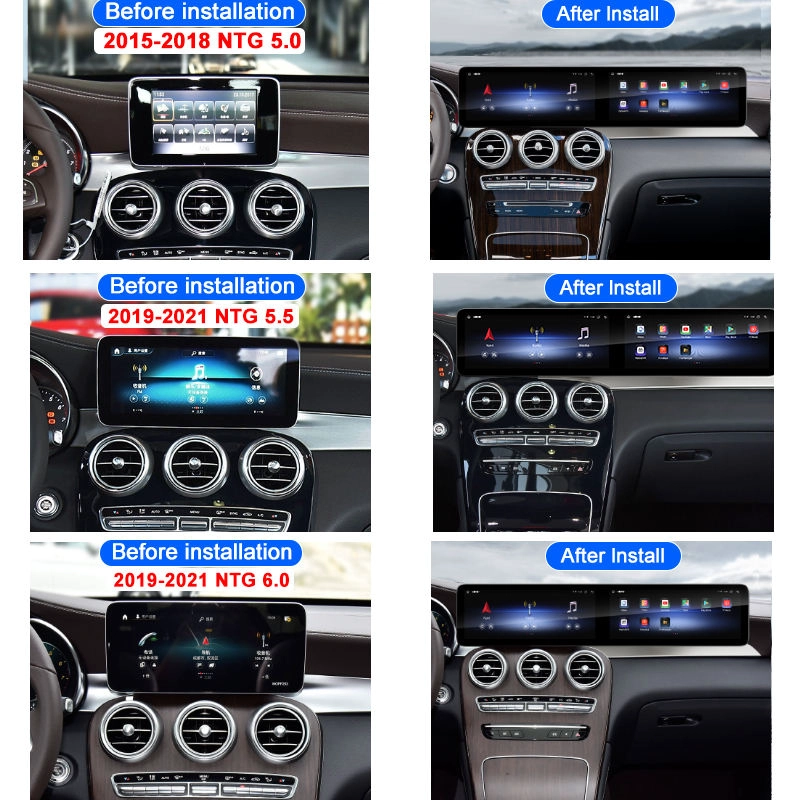Android13 for Mercedes Benz C/GLC/W205 2015-2021 NTG 5.0 5.5 6.0 Carplay Dual Screen 26inch Car Radio Playback Multimedia