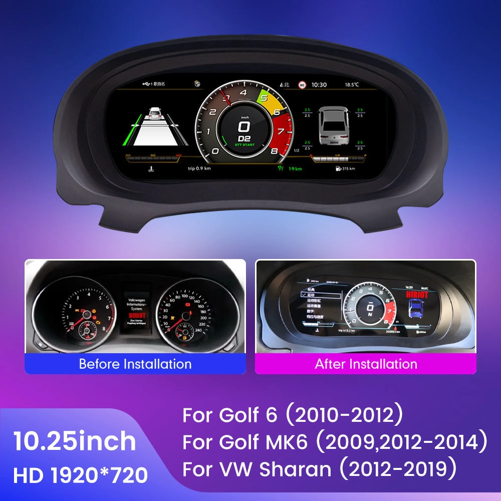 10.25 Inch LCD Dashboard Car for VW Volkswagen Golf 7 2006 Digital Cluster Auto Speedometer Virtual Cockpit Monitor New Upgrade