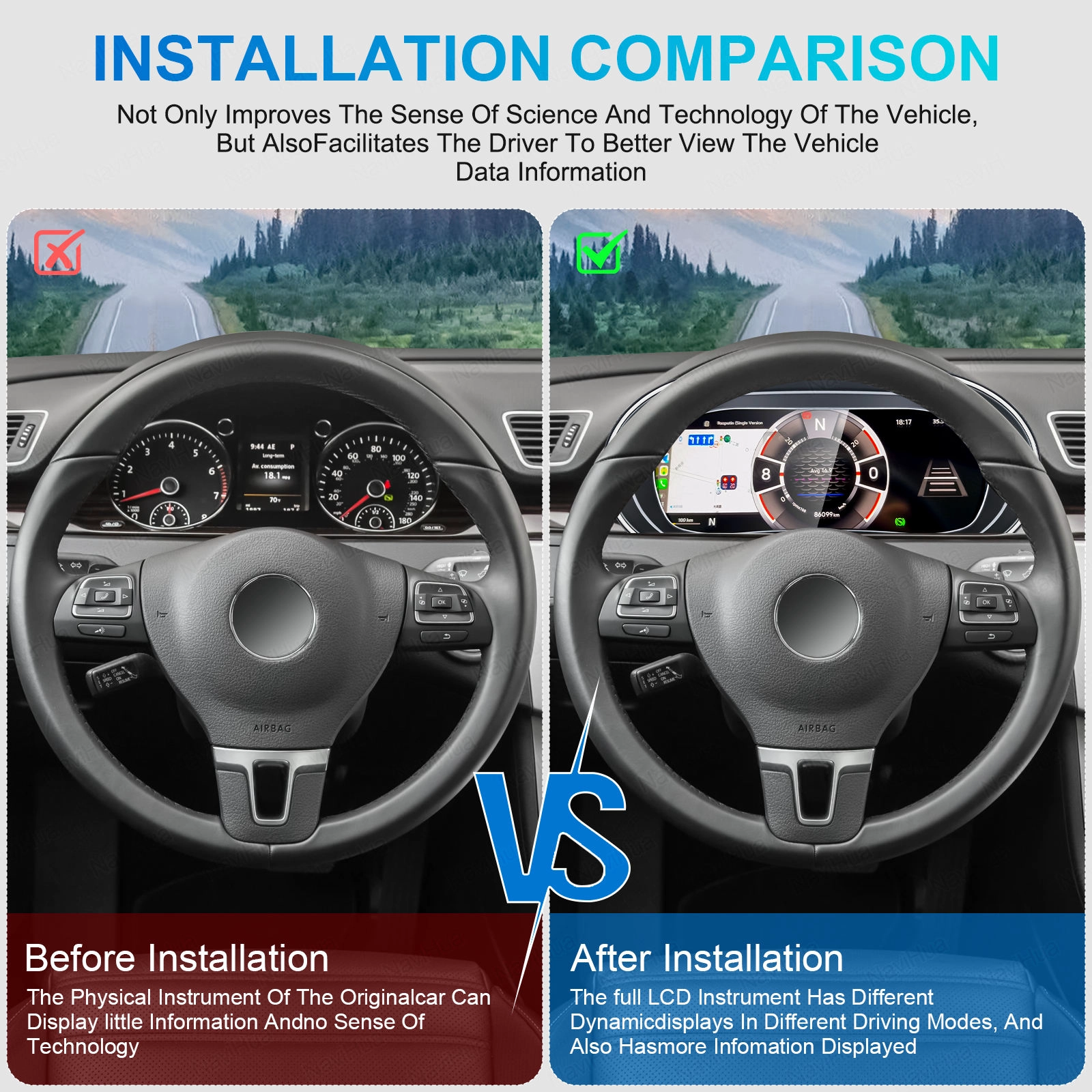 Panel de instrumentos digitales para automóvil para cabina virtual VW POLO 2009-2016