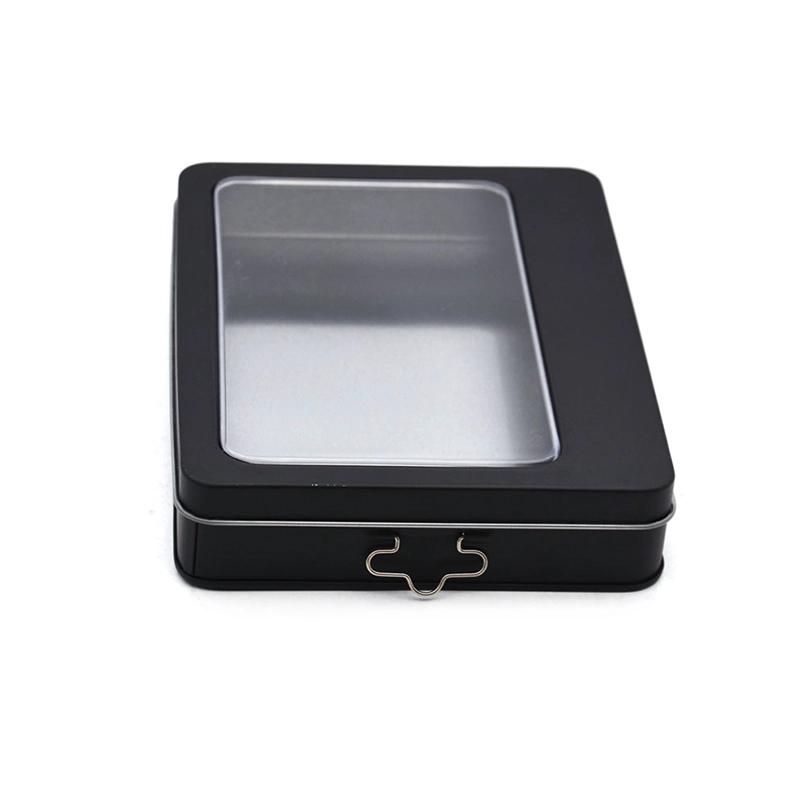 China China manufacture gift cookie chocolate rectangle shape metal tin box with window manufacturer