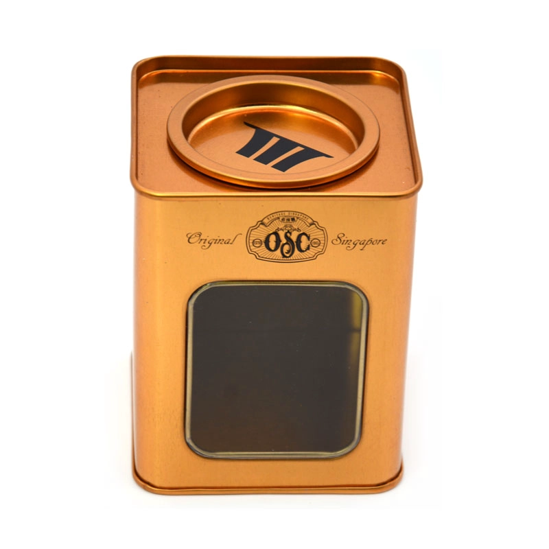 China Custom square cookie tin box with window manufacturer