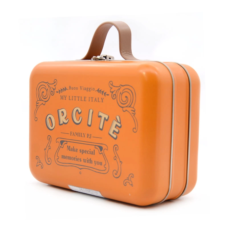 China Metal Hinged Tin Box Container Empty Tinplate Storage Containers With Handle And Lids manufacturer