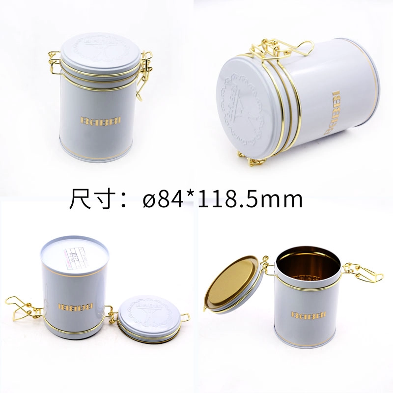 China Wholesale Round Tea Coffee Tin Box With Silicon And Lock manufacturer