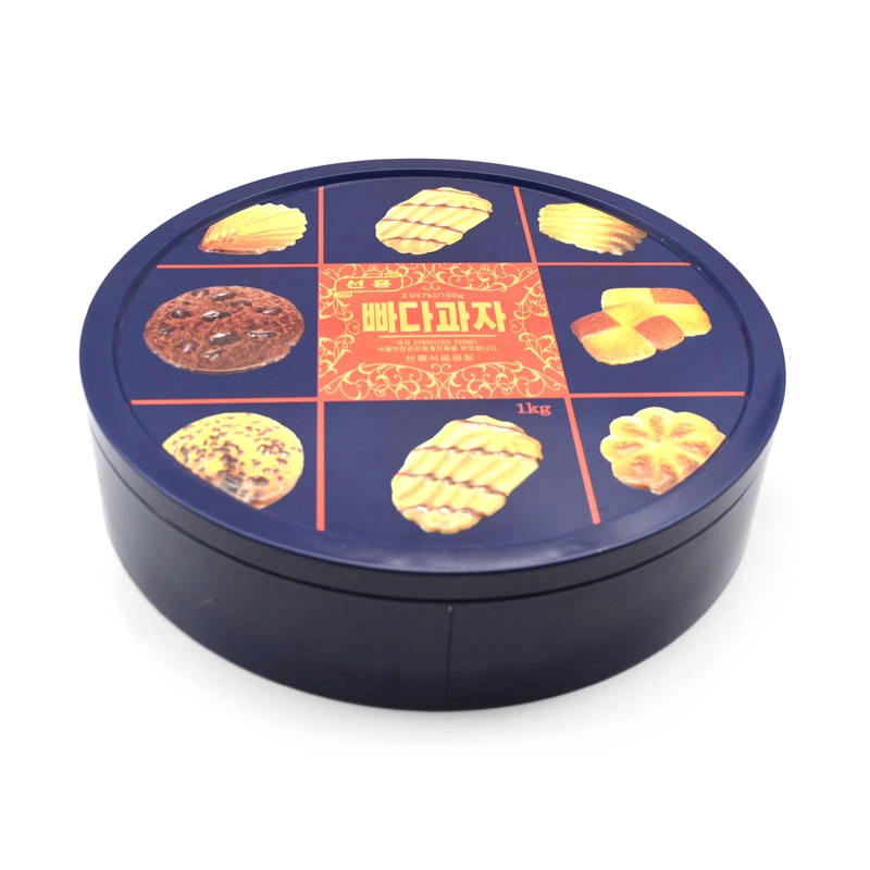 Food Food Grade Round Shape Biscuit Cake Cookie Bookie Tin Box Wholesale