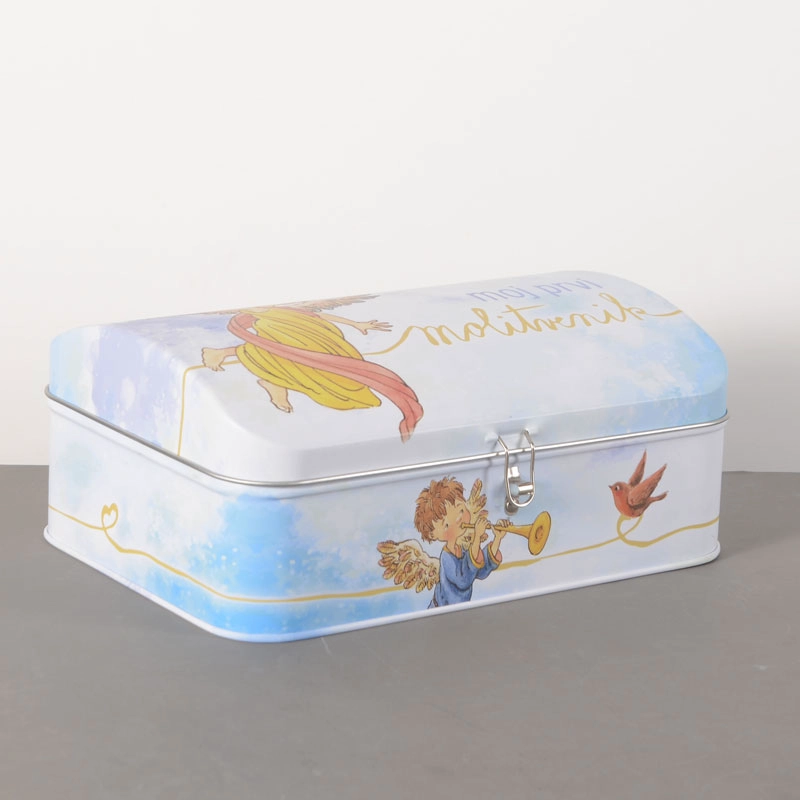 China Custom printed tin box containers with locking clasps manufacturer